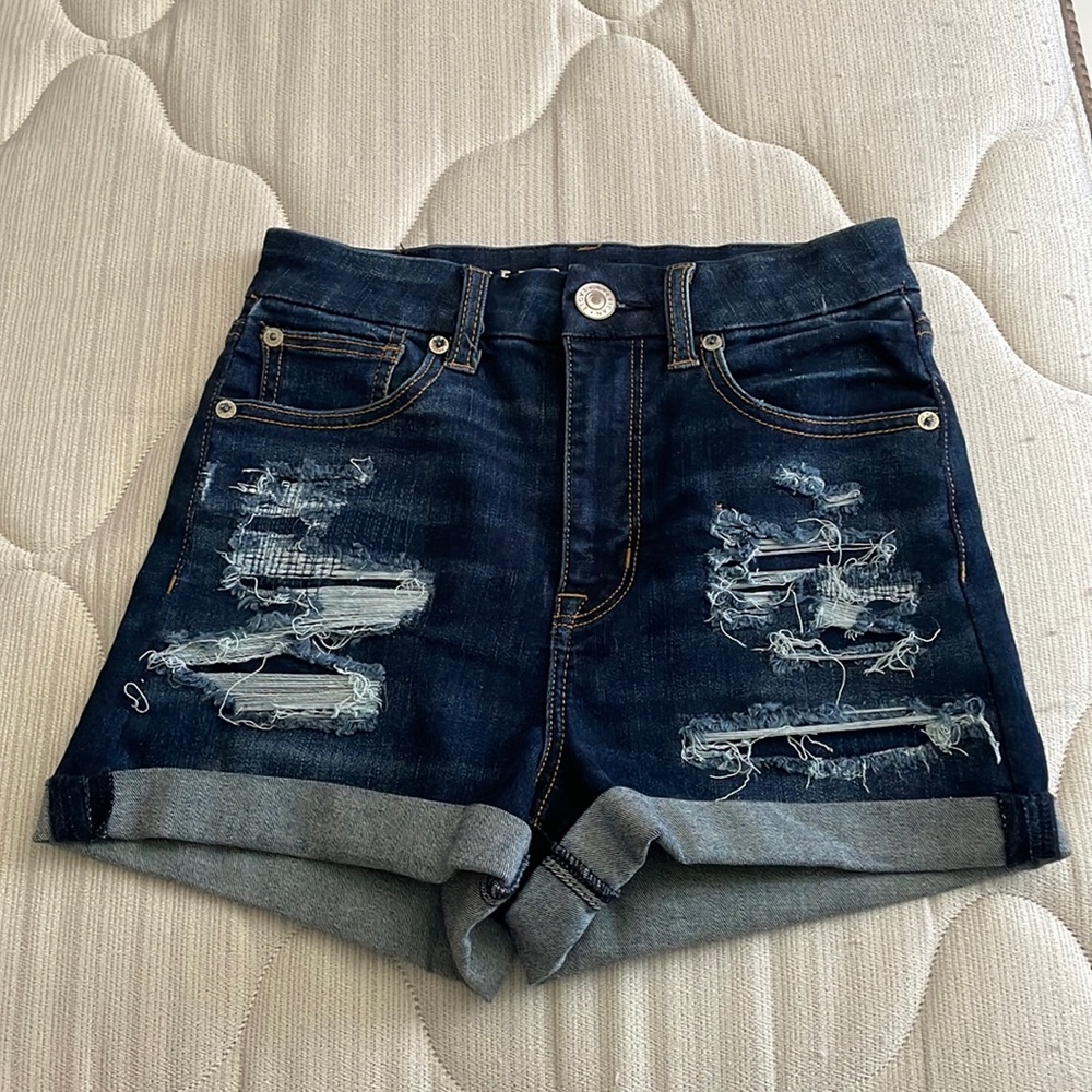 American Eagle Dark Curvy Hi-Rise Shortie Shorts